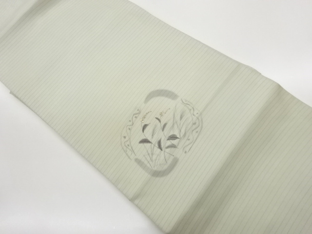 JAPANESE NAGOYA OBI FOR SUMMER / SHIOZE / PULP CLOTH / EMBROIDERY